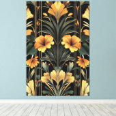 Midnight Gold Bloom Art Deco Canvas Afdruk (Insitu (Houten vloer))