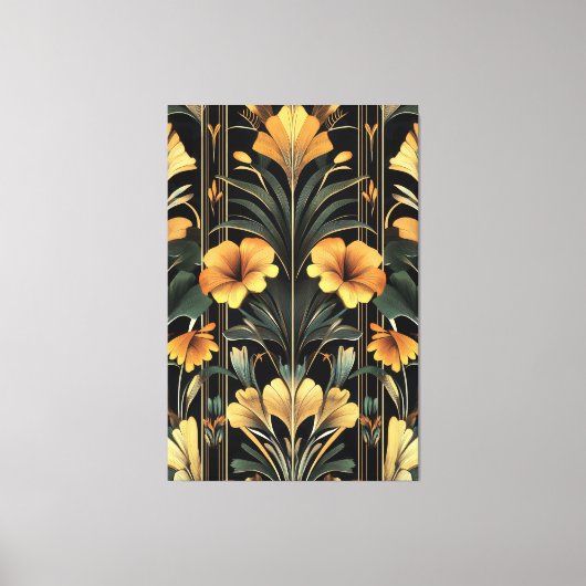 Midnight Gold Bloom Art Deco Canvas Afdruk (Voorkant)