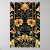 Midnight Gold Bloom Art Deco Poster (Voorkant)