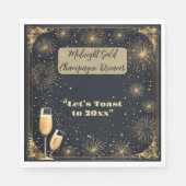 Midnight Gold Champagne Dreams Bubbly New Year Fun Servet (Voorkant)