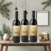 Midnight Gold Faux Champagne Dream Bubbly New Year Wijn Etiket