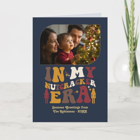 Midnight Gold Fun Retro Christmas Photos Feestdagen Kaart (Voorkant)