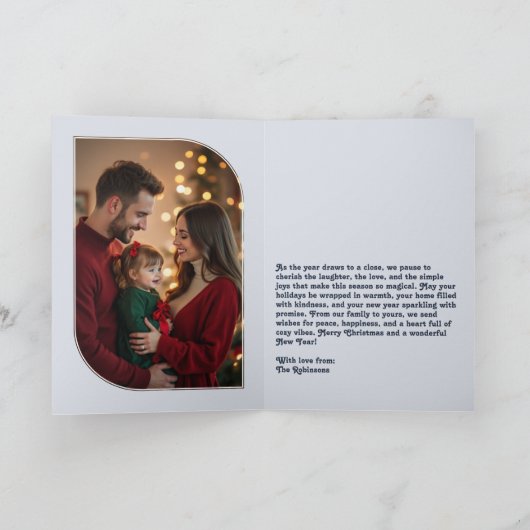 Midnight Gold Fun Retro Christmas Photos Feestdagen Kaart (Binnen)