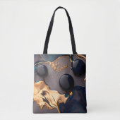 Midnight Gold Liquid Marble Tote Bag (Voorkant)