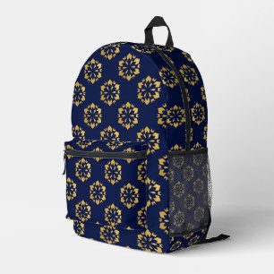 Midnight Gold: Luxe geometrisch patroon op Deep Bl Bedrukte Rugzak