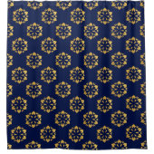 Midnight Gold: Luxe geometrisch patroon op Deep Bl Douchegordijn (Voorkant)