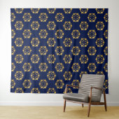 Midnight Gold: Luxe geometrisch patroon op Deep Bl Wandkleed (In Situ (horizontaal))