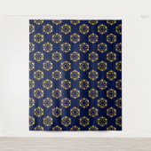 Midnight Gold: Luxe geometrisch patroon op Deep Bl Wandkleed (Voorkant)