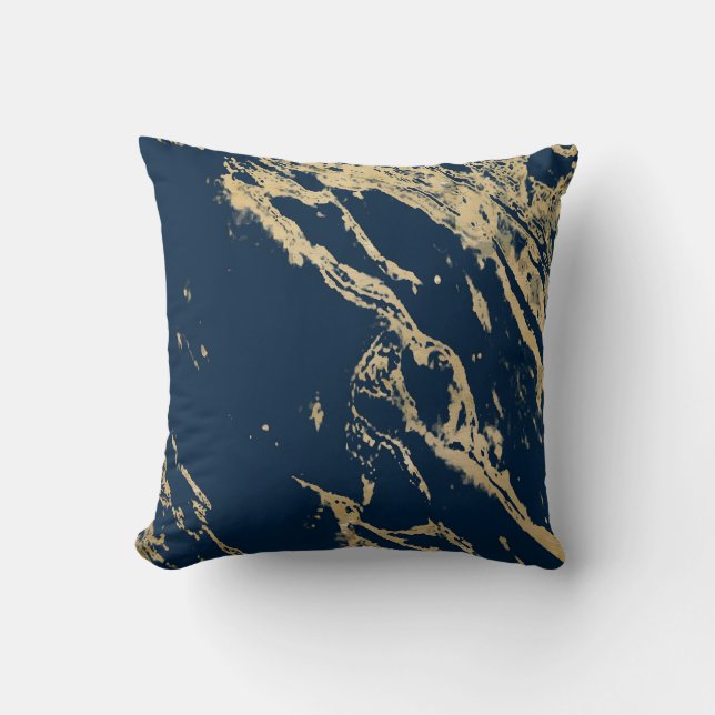 Midnight Gold Marble Cushion Kussen (Voorkant)