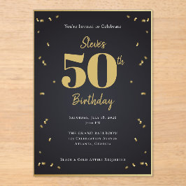 Midnight Gold Milestone Invitation Acryl Uitnodigingen