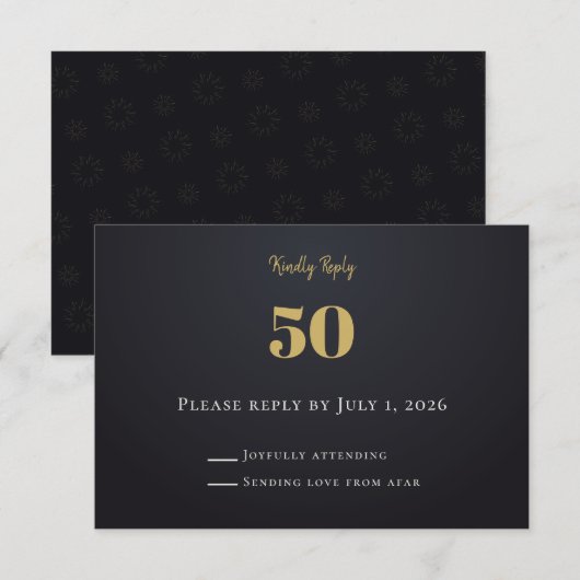 Midnight Gold Milestone RSVP Cards Kaartje (Voorkant / Achterkant)