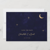 Midnight Gold Moon Stars Foto QR Code Huwelijk Save The Date (Voorkant)