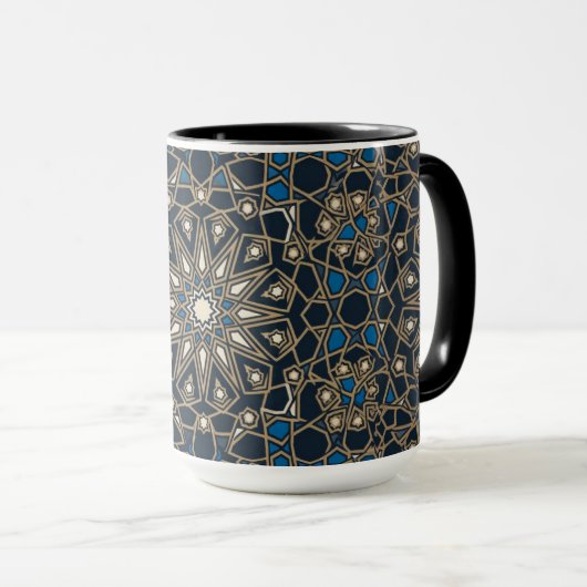 Midnight & Gold Royal Islamic Geometric Mosaic Mok (Voorkant rechts)
