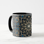 Midnight & Gold Royal Islamic Geometric Mosaic Mug Mok (Voorkant links)