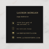 Midnight Gold Star Wheel Yoga Studio Vierkante Visitekaartje (Achterkant)