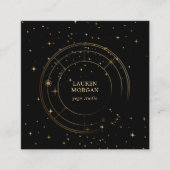 Midnight Gold Star Wheel Yoga Studio Vierkante Visitekaartje (Voorkant)