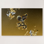 Midnight Gold Vlinder – Botanische Gloed Legpuzzel (Horizontaal)