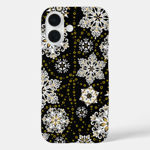 Midnight Golden Snowflakes Glam iPhone 16 Hoesje