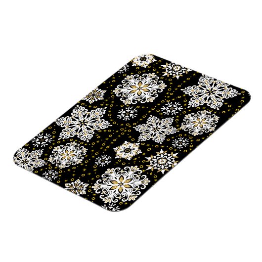 Midnight Golden Snowflakes Glam Magneet (Linkerzijde)