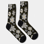 Midnight Golden Snowflakes Glam Sokken (Rechts)