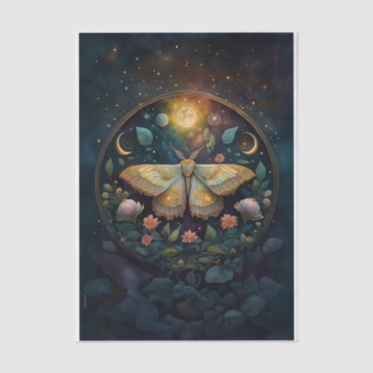Midnight Gossamer Wings, Moth & Moon Tissuepapier (Voorkant)