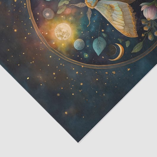 Midnight Gossamer Wings, Moth & Moon Vertical Tissuepapier (Detail)