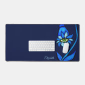 Midnight Gothic Eye Flower - Dark Blue Botanical Bureaumat (Keyboard & Muis)