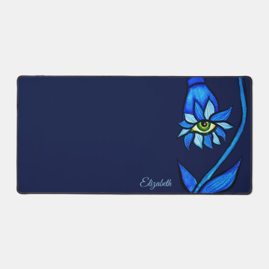 Midnight Gothic Eye Flower - Dark Blue Botanical Bureaumat (Voorkant)