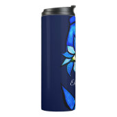 Midnight Gothic Eye Flower - Dark Blue Botanical Thermosbeker (Gedraaid links)