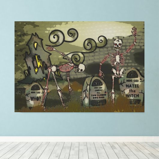 Midnight Graveyard Whimsical Canvas Afdruk (Insitu (Houten vloer))