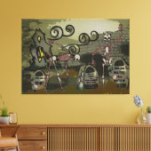 Midnight Graveyard Whimsical Canvas Afdruk (Insitu (Woonkamer))