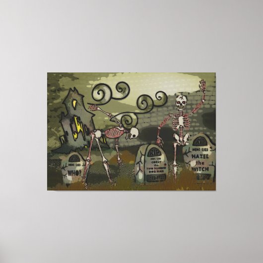Midnight Graveyard Whimsical Canvas Afdruk (Voorkant)