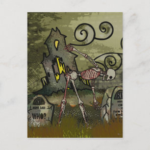 Midnight Graveyard Whimsical HALLOWEEN Aankondigingskaart