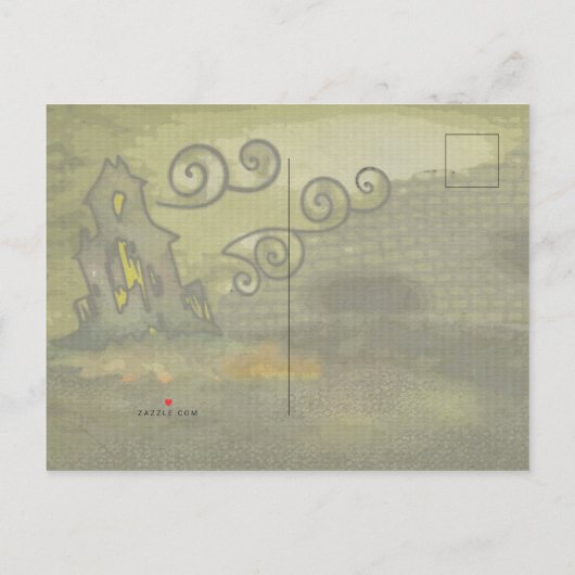 Midnight Graveyard Whimsical HALLOWEEN Aankondigingskaart (Achterkant)