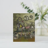 Midnight Graveyard Whimsical HALLOWEEN Aankondigingskaart (Staand voorkant)