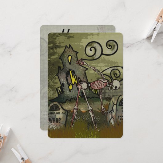 Midnight Graveyard Whimsical HALLOWEEN Kaart (Voorkant / Achterkant in situ)