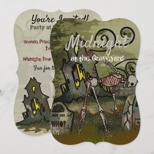 Midnight Graveyard Whimsical HALLOWEEN PARTY Kaart (Voorkant / Achterkant)