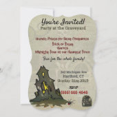 Midnight Graveyard Whimsical HALLOWEEN PARTY Kaart (Achterkant)