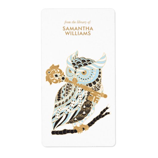 Midnight Great Horned Owl Bookplate Etiket (Voorkant)