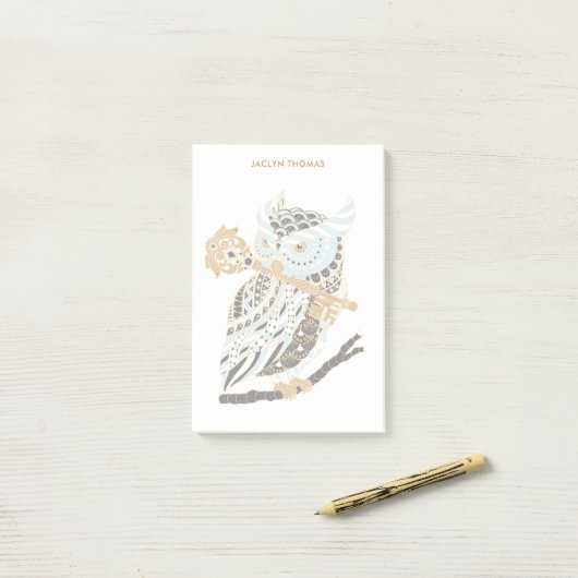 Midnight Great Horned Owl gepersonaliseerd Post-it® Notes (Op bureau)