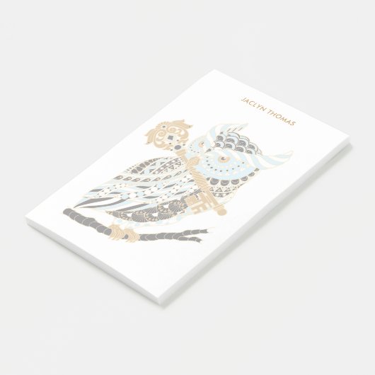 Midnight Great Horned Owl gepersonaliseerd Post-it® Notes (Schuin)