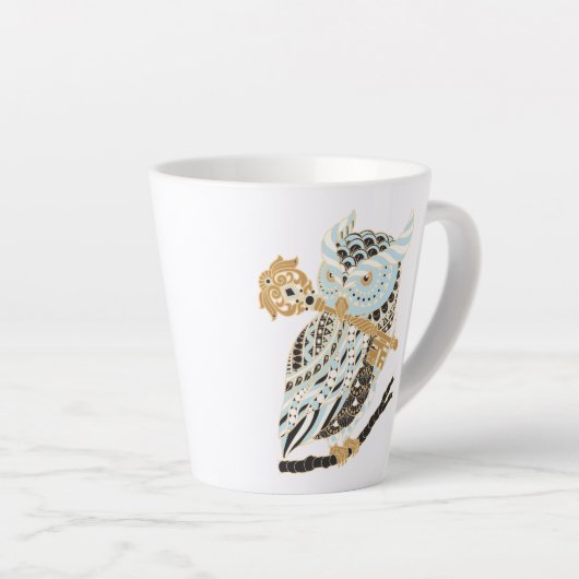 Midnight Great Horned Owl Latte Mok (Rechterhoek)