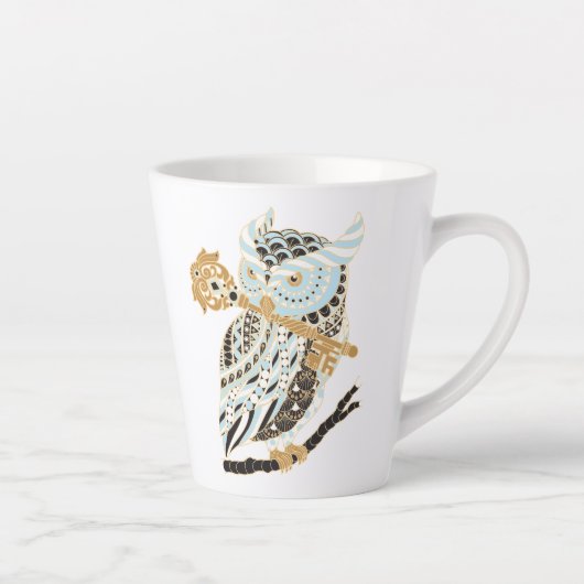 Midnight Great Horned Owl Latte Mok (Rechts)