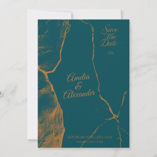 Midnight Green en Copper Marble slaan de datum op Kaart (Voorkant)