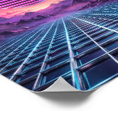 Midnight Grid — Vaporwave Zonsondergang Poster (Hoek)