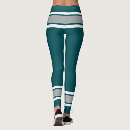 Midnight Groen Zilver Team Jersey Liefde Sport Leggings (Achterkant)