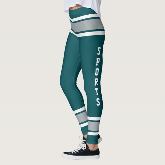 Midnight Groen Zilver Team Jersey Liefde Sport Leggings (Links)