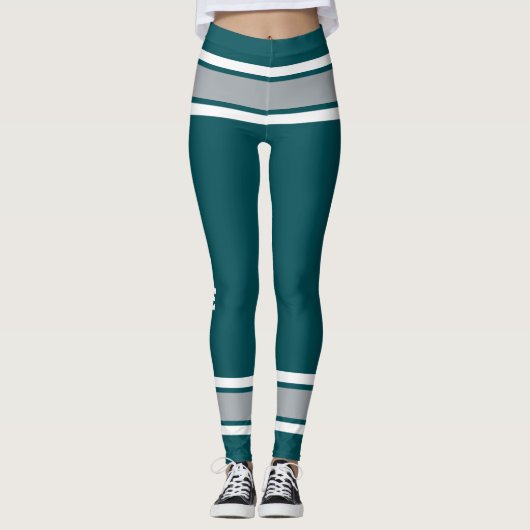 Midnight Groen Zilver Team Jersey Liefde Sport Leggings (Voorkant)