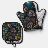Midnight Hare Ovenwant & Pannenlap Set (Voorkant / Achterkant)