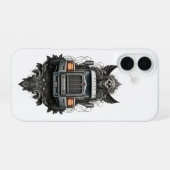 Midnight Hauler of Doom / Dark Trucker Skull iPhone 16 Hoesje (Achterkant horizontaal)